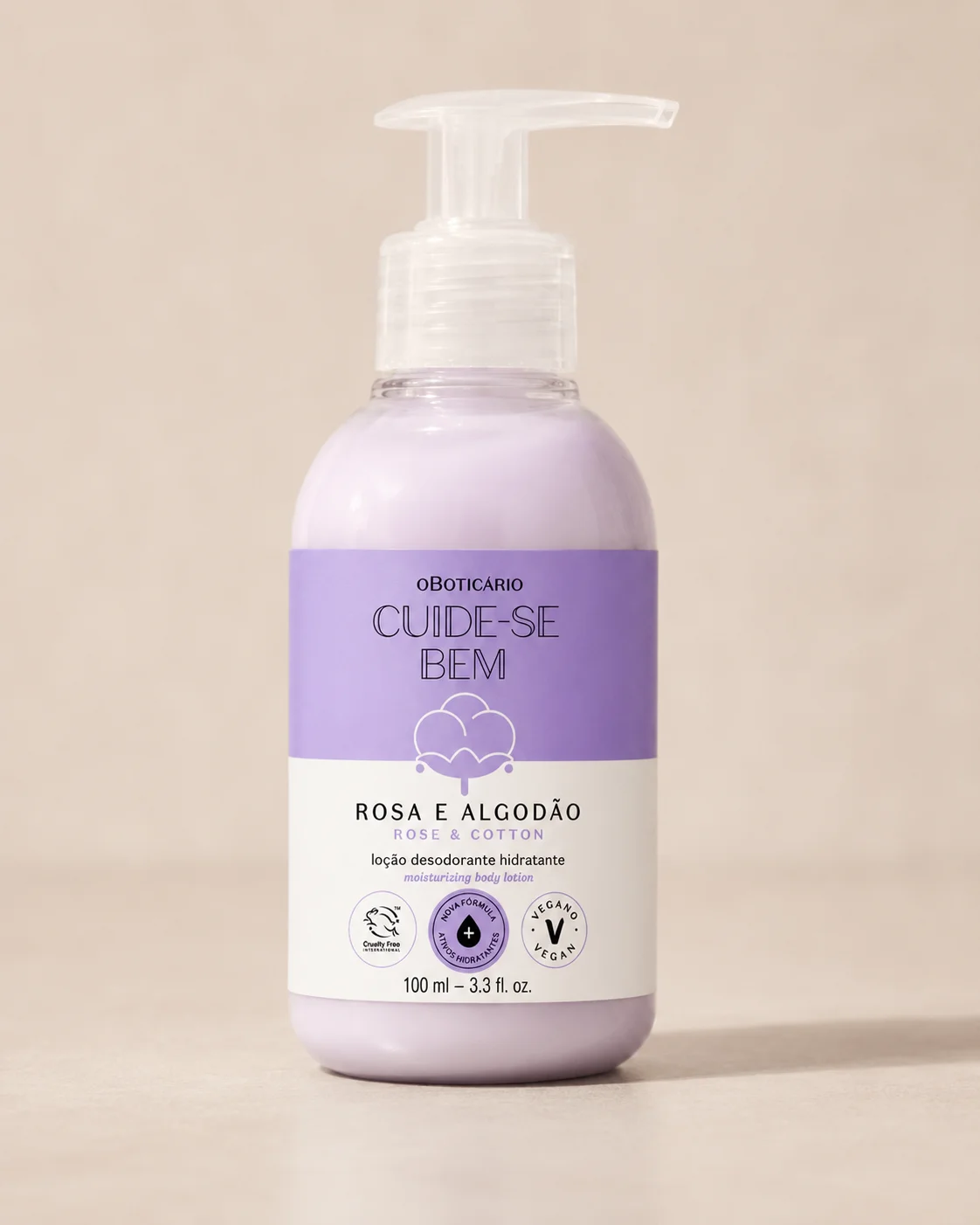 Frasco de 100 ml com rótulo da linha Cuide-se Bem