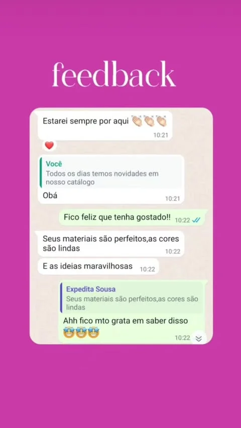 Print de conversa no WhatsApp com elogio de cliente ao material